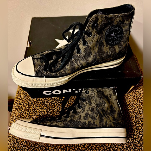 Converse Chucks 70 Black & Gray/Green Camouflage High-Tops Men 8.5/Women 10.5 - Picture 1 of 6
